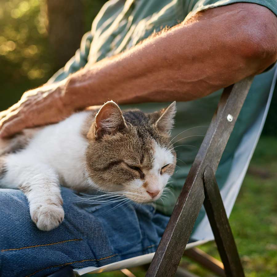cat-on-mans-knee At Home Cat Euthanasia where to go to put a cat down